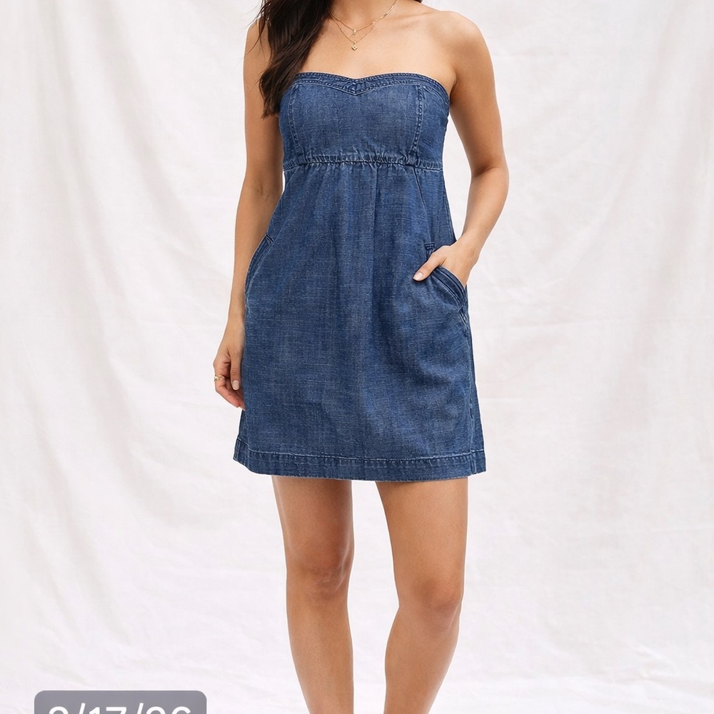 American Eagle Outfitters Strapless Blue Dress